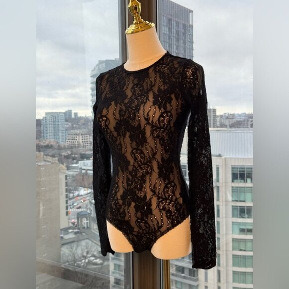 🆕 ZIMMERMANN 🧿 NWT Lace Long Sleeve Bodysuit, Black Sz 0 US 2 - Picture 4 of 16